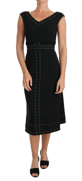 Dolce & Gabbana Black Wool Stretch A-line Sheath Dress -   -  Dolce & Gabbana.
